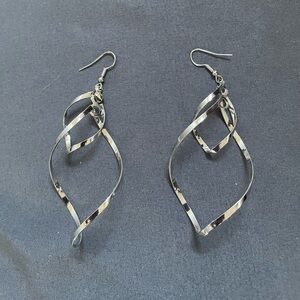 Elegant Silver Twisted Earrings